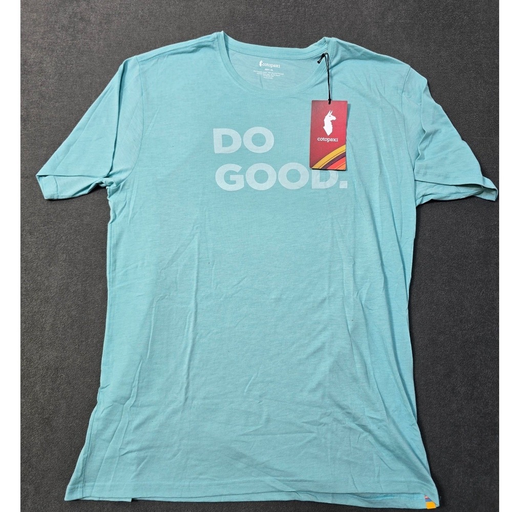 Cotopaxi Do Good Organic TShirt Mens XXL Sea Glass Blue Short Sleeve Graphic Tee
